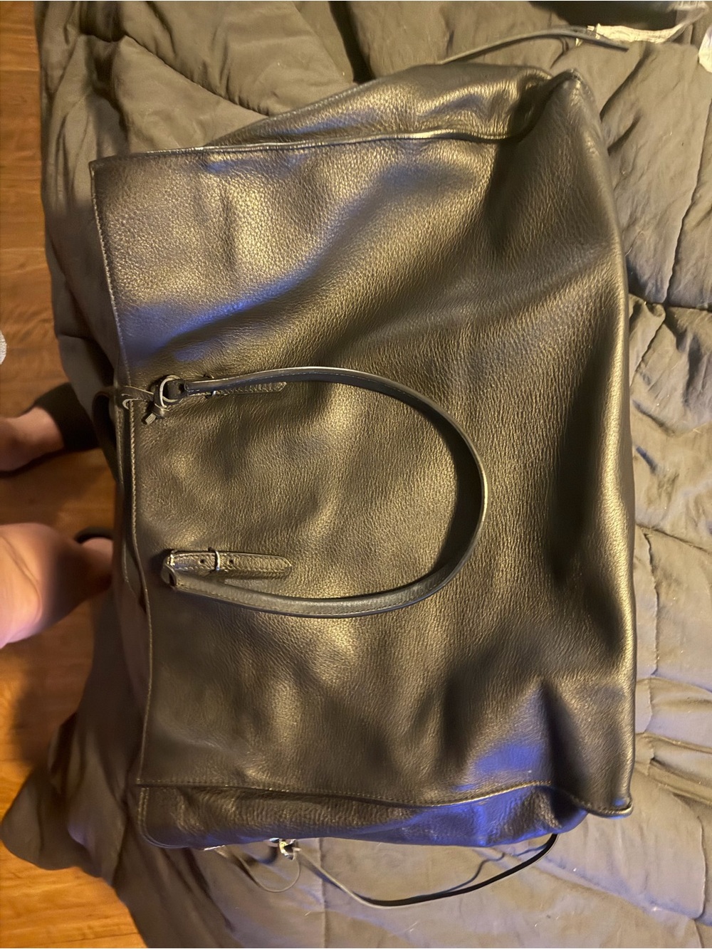 Balenciaga Black Leather Shoulder Tote with Silver Hardware - Picture 3 of 8